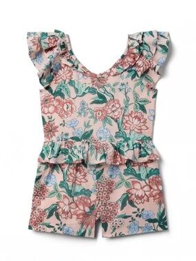 NWOT Janie and Jack Boho Flower Peplum Ruffle Romper Size:2T| Vacation, Boho